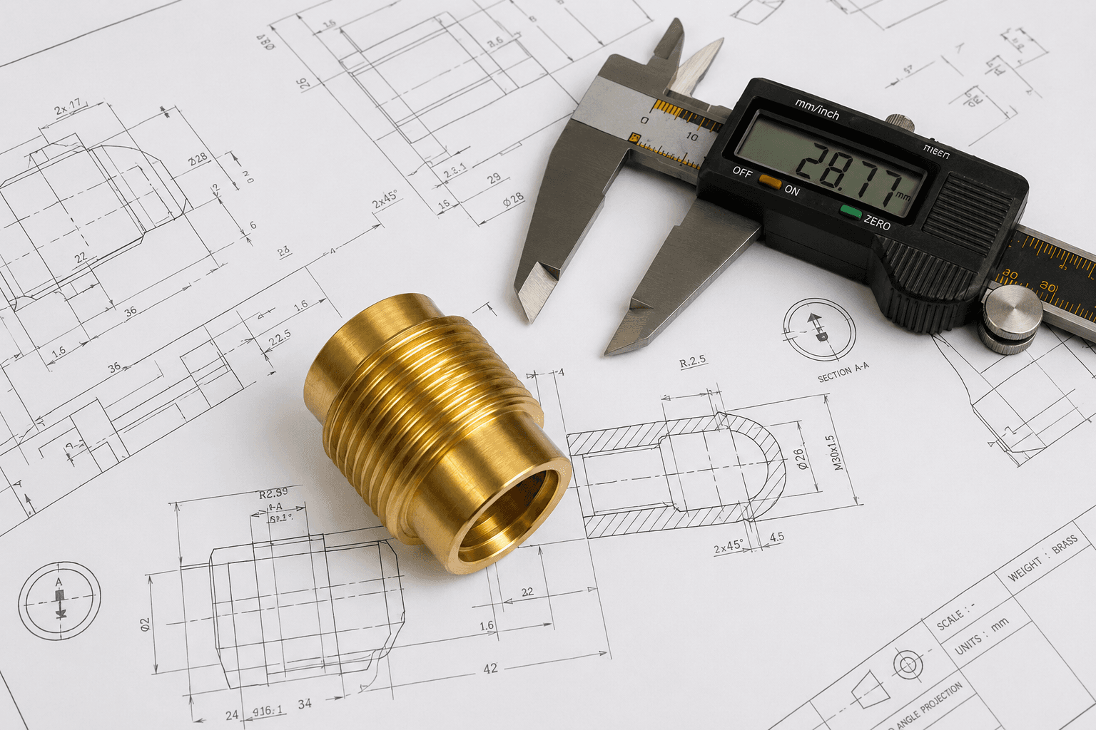 Custom brass manufacturing process at Pragati Products, from drawing to precision production