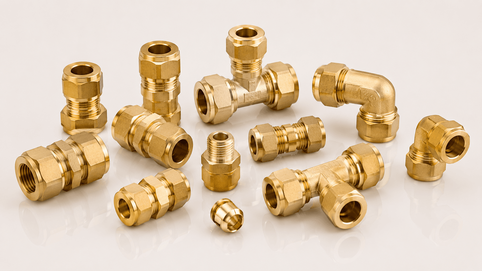 Brass compression fitting for leak-proof gas and water connections, manufactured by Pragati Products