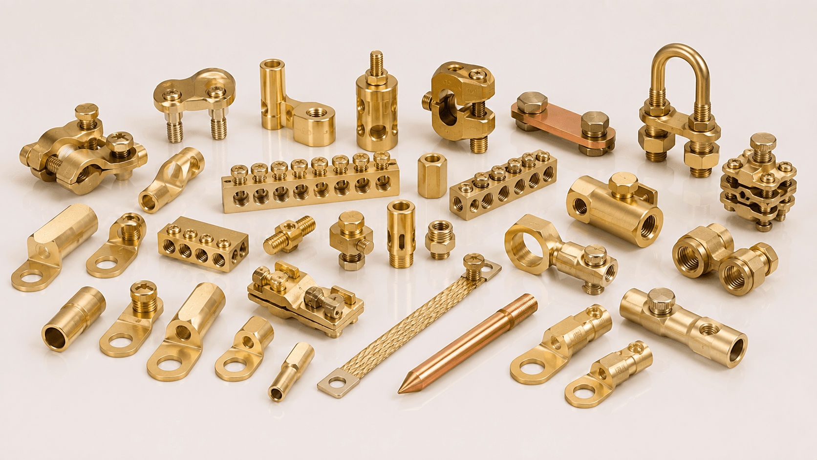 Brass cable gland and earthing accessory for electrical grounding systems, manufactured by Pragati Products